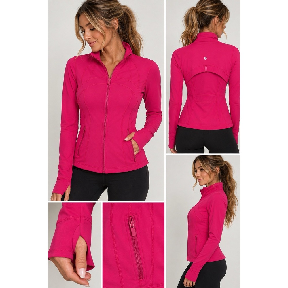 Lululemon Define Full Zip Jacket Luon Thumbholes Vent Hot Pink Yoga Women's 2